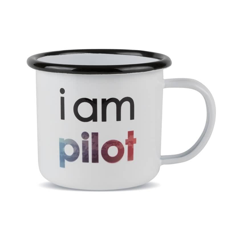 Smaltovaný plechový hrnek - i am pilot